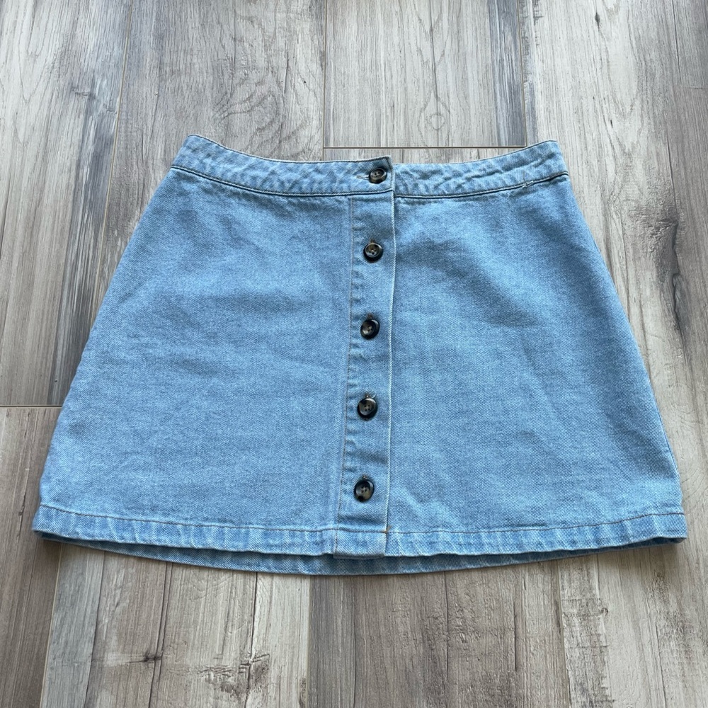 Forever 21 Blue Denim Jean Button Up Mini Skirt